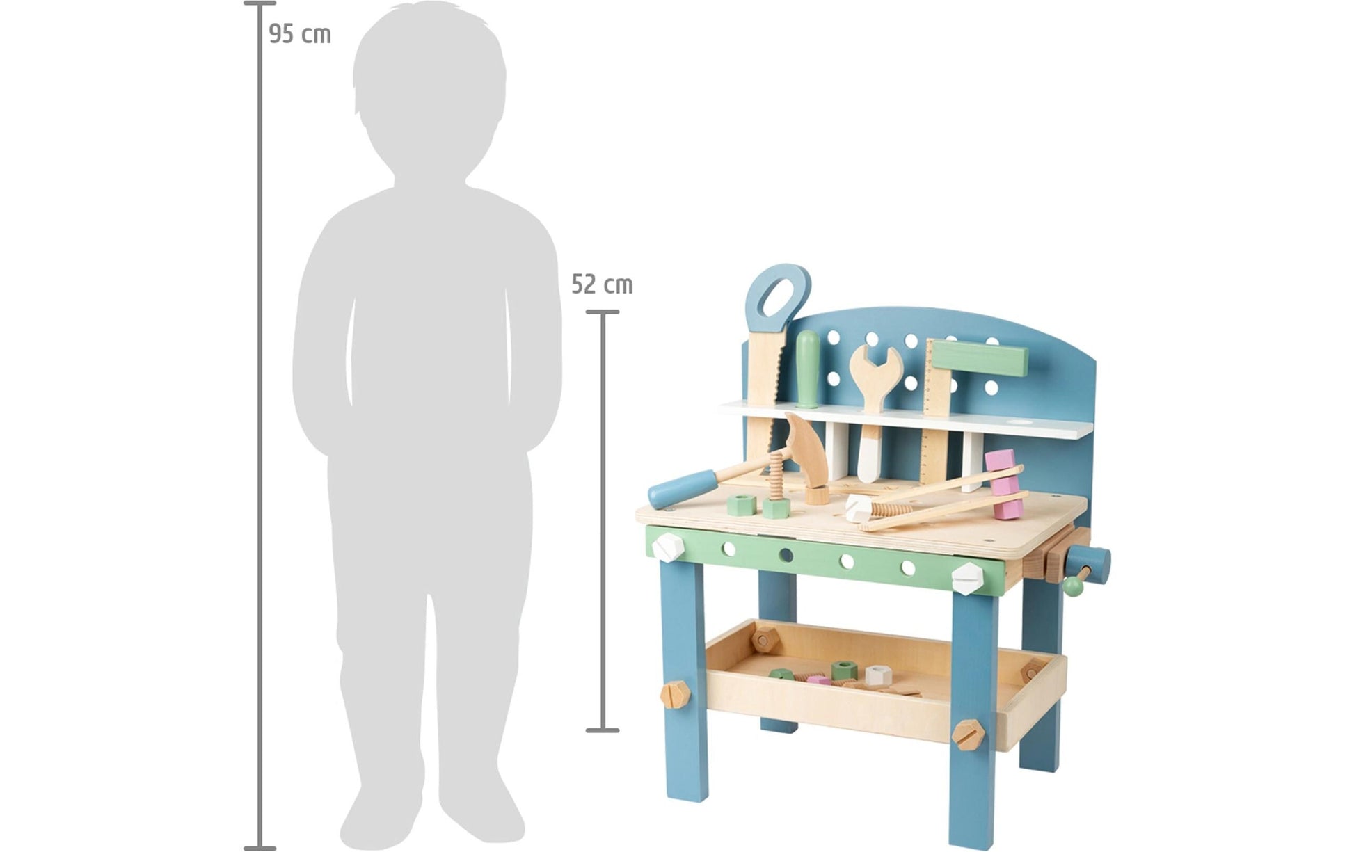 Small foot Kompakte Werkbank Nordic – 45 × 52 × 28 cm – ab 3 Jahren – Holz – Mehrfarbig