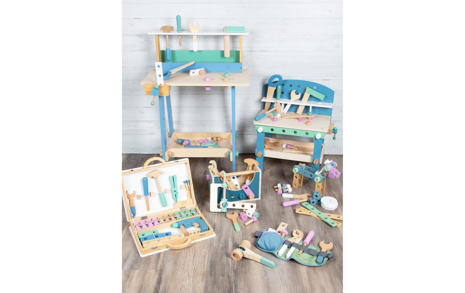 Small foot Kompakte Werkbank Nordic – 45 × 52 × 28 cm – ab 3 Jahren – Holz – Mehrfarbig