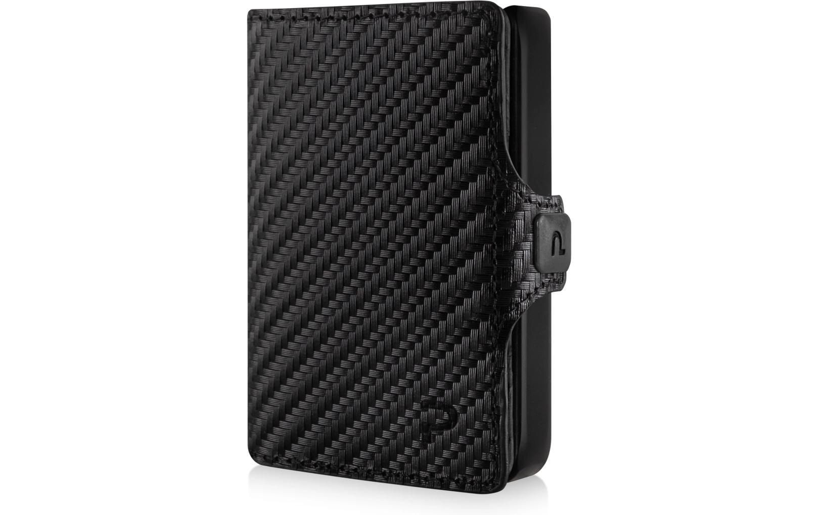 Puristo Kartenetui Slim – RFID-Schutz, Münzfach – 6,2 × 8,9 cm – Schwarz – Aluminium