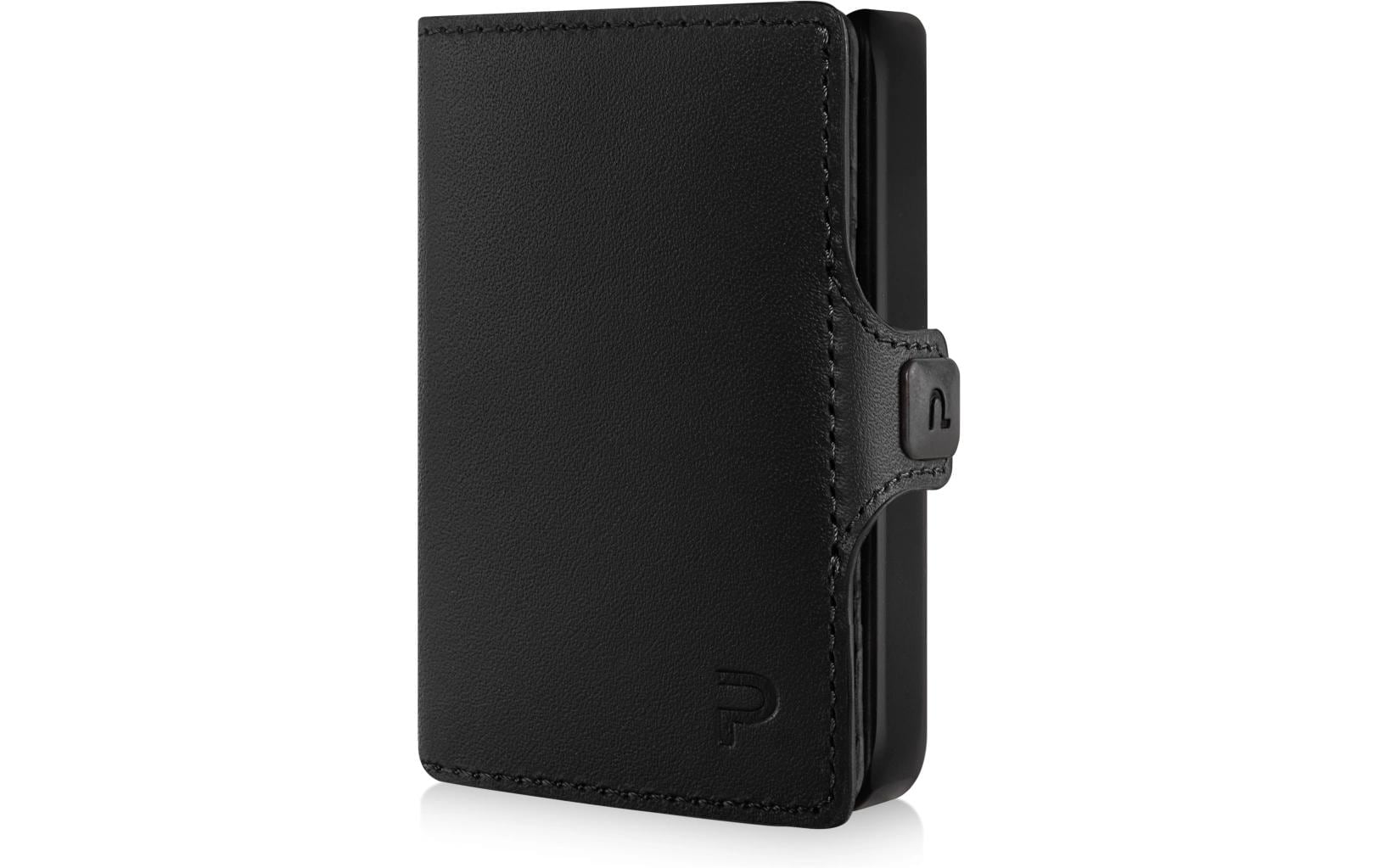 Puristo Kartenetui KLIK MAGNET – RFID-Schutz, Magnetverschluss, mit Münzfach – 62 × 89 mm – Schwarz Matt