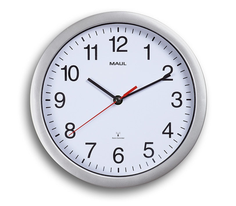 MAUL Wanduhr run – Ø 25,2 cm, silber, Kunststoff