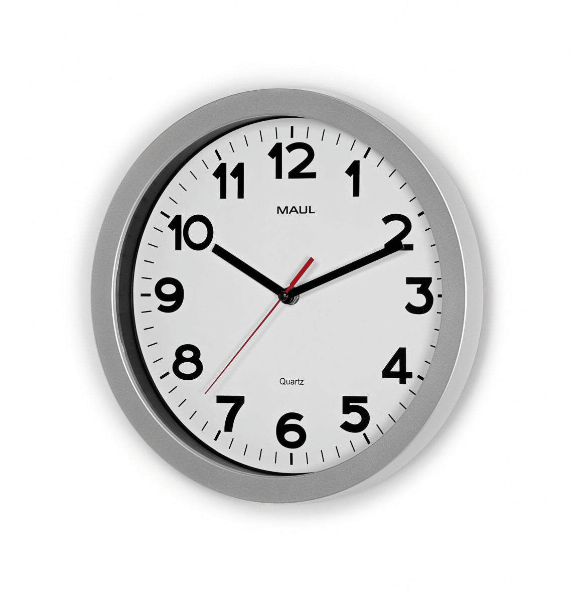 MAUL Wanduhr step – Ø 30 cm, silber, Kunststoff