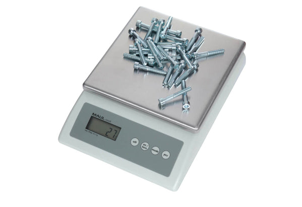 MAUL Küchenwaage MAULcount – 10 kg, 1 g, Tara, Zählfunktion, Justierfunktion, Auto-Off, Netzteil, 9 V, Grau