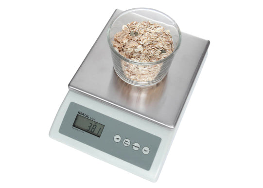 MAUL Küchenwaage MAULcount – 10 kg, 1 g, Tara, Zählfunktion, Justierfunktion, Auto-Off, Netzteil, 9 V, Grau