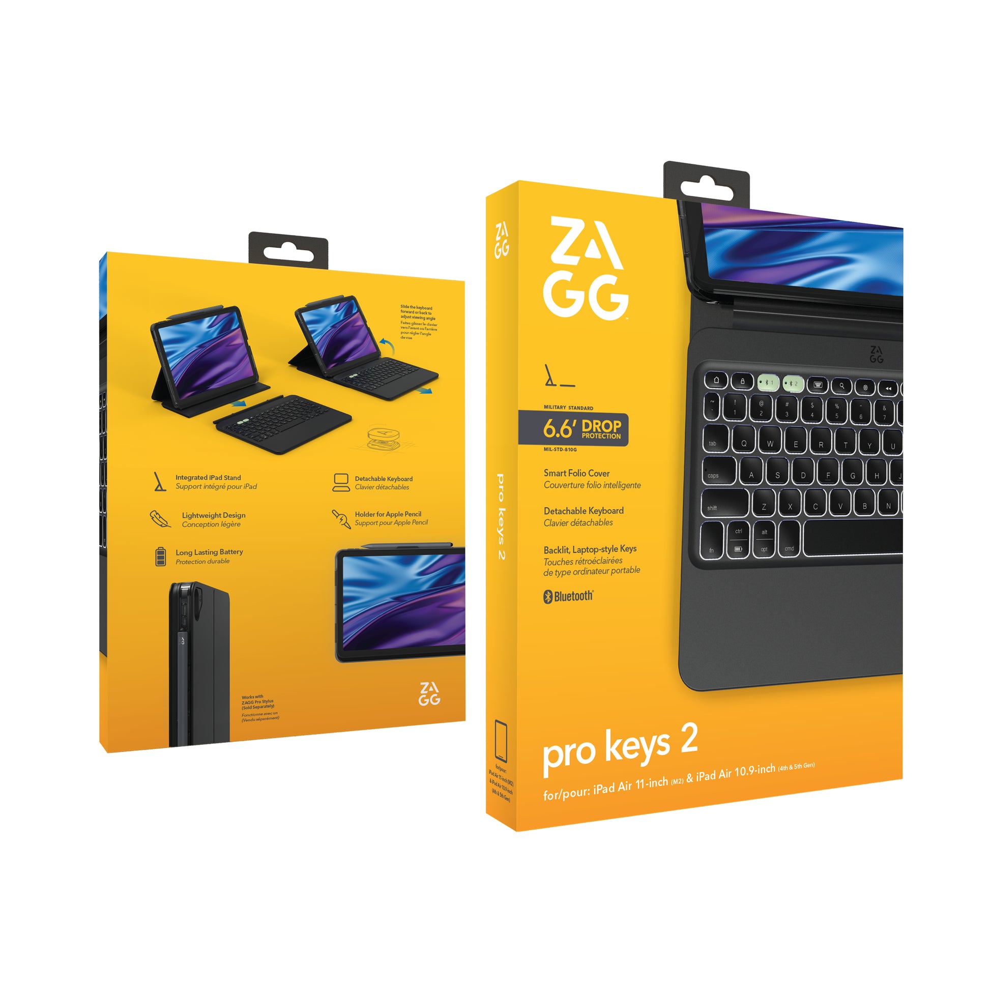 ZAGG ProKeys 2 – Tastatur, DE-Layout (DE), Schwarz – für iPad Air 11 (M2/M3)
