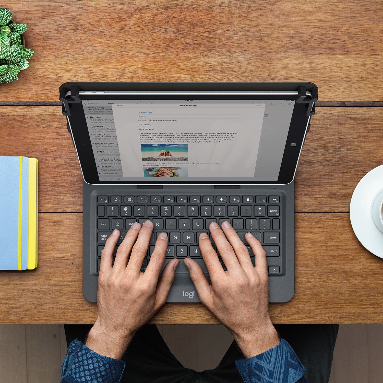 Logitech Tastatur-Case für Tablets 9–10" – Bluetooth, QWERTY (ES), spritzwassergeschützt – Schwarz