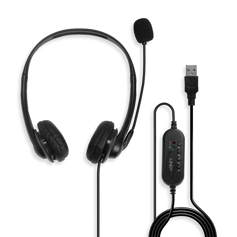 Lindy Headset – USB‑A, Stereo, mit Mikrofon