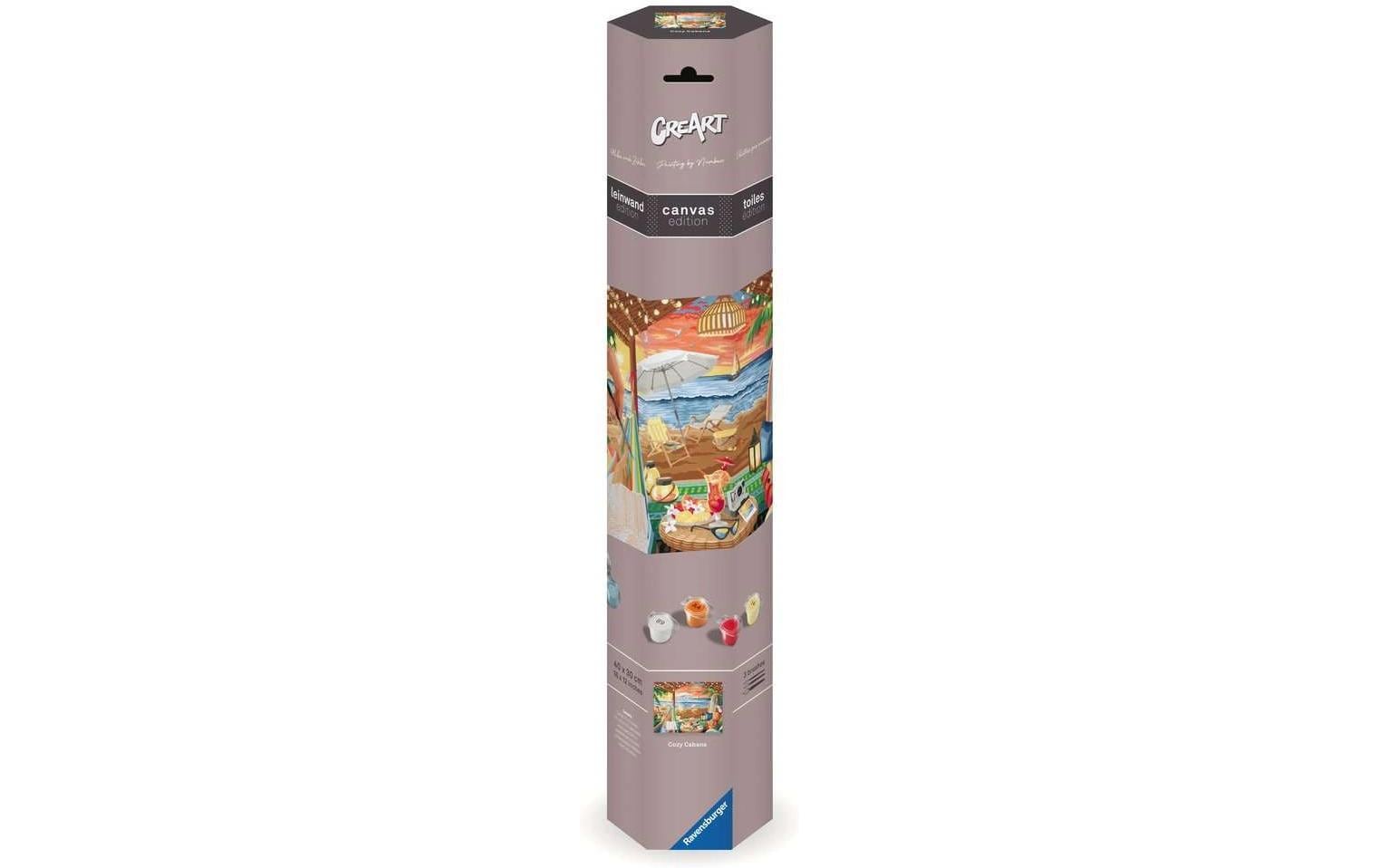 Ravensburger CreArt – Malen-nach-Zahlen-Set – Cozy Cabana (Strand) – ab 12 Jahren