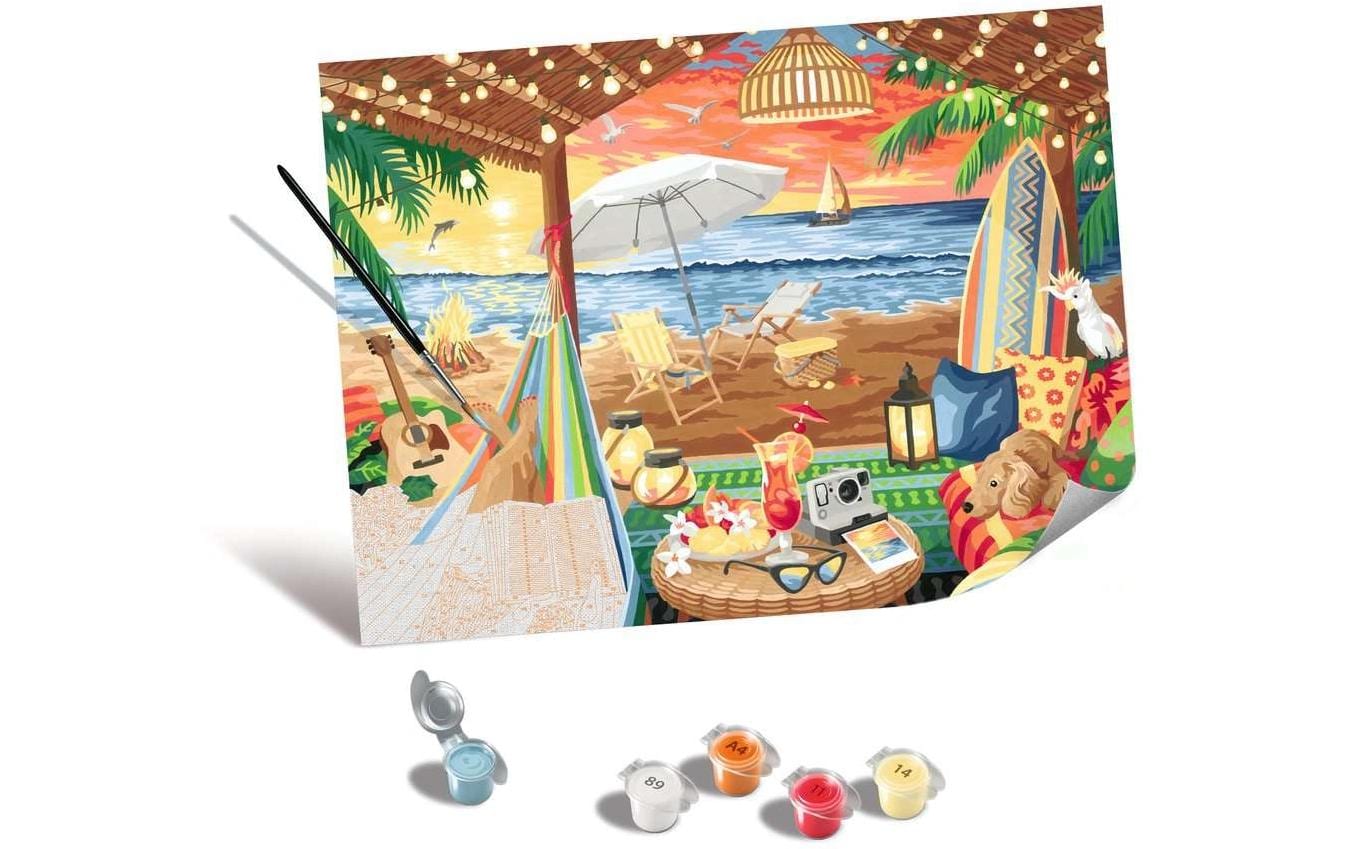 Ravensburger CreArt – Malen-nach-Zahlen-Set – Cozy Cabana (Strand) – ab 12 Jahren