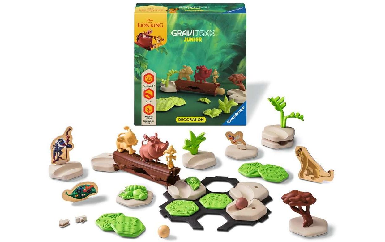 Ravensburger GraviTrax Junior Erweiterungsset – Lion King – 33-teilig – ab 3 Jahren – Kunststoff – mehrfarbig
