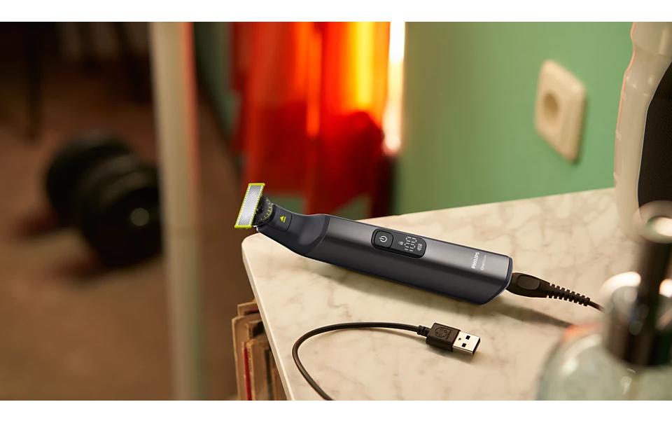 Philips OneBlade Pro QP6552/30 Bartschneider – Akku, Nass & Trocken – 120 min, 0,4–10 mm – Chrom