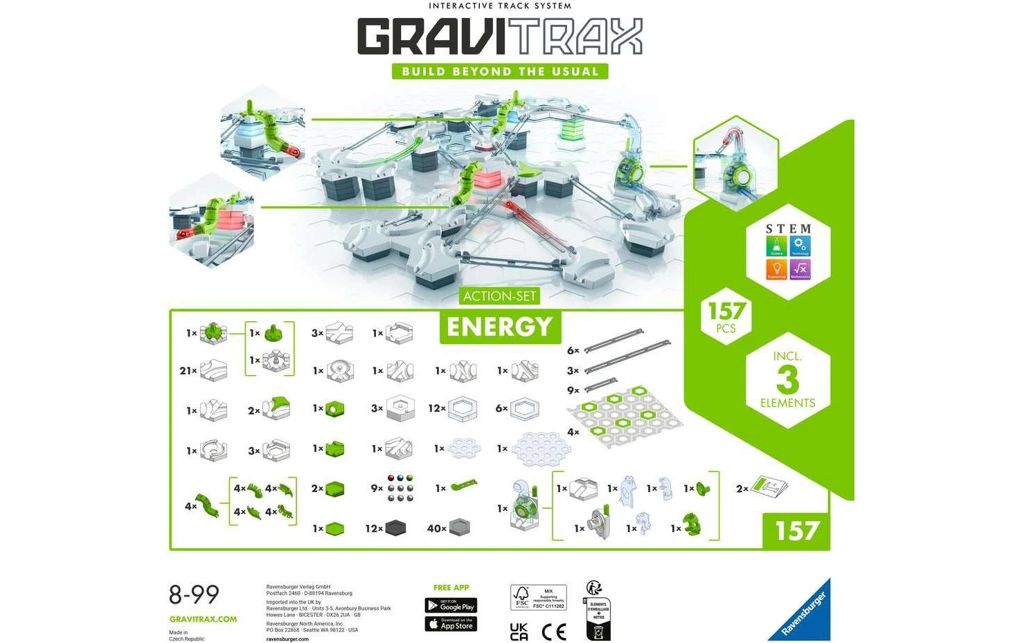 Ravensburger GraviTrax Action-Set Energy Weltpackung – 157-teilig – ab 8 Jahren – Kunststoff – mehrfarbig