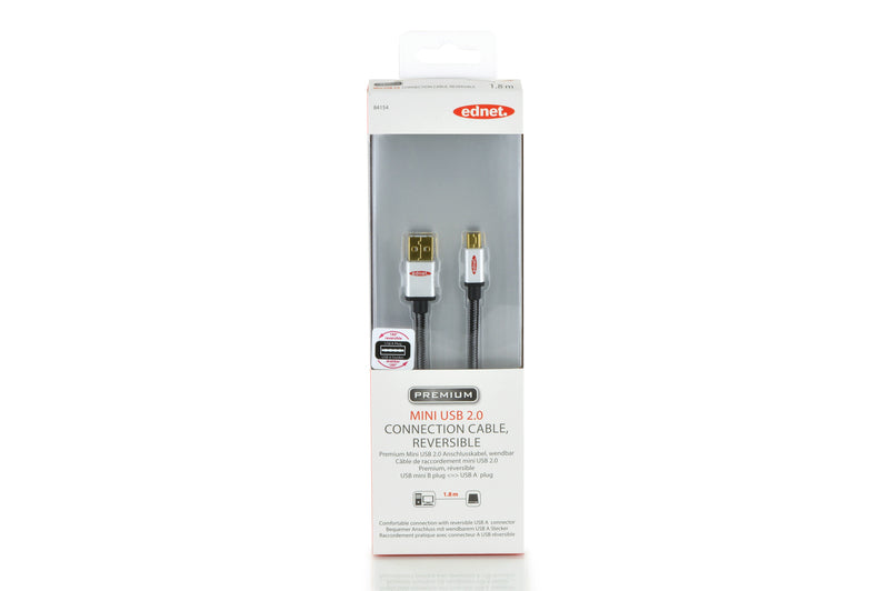 Ednet USB-Kabel, USB-A zu Mini-USB, 1,8 m, USB 2.0