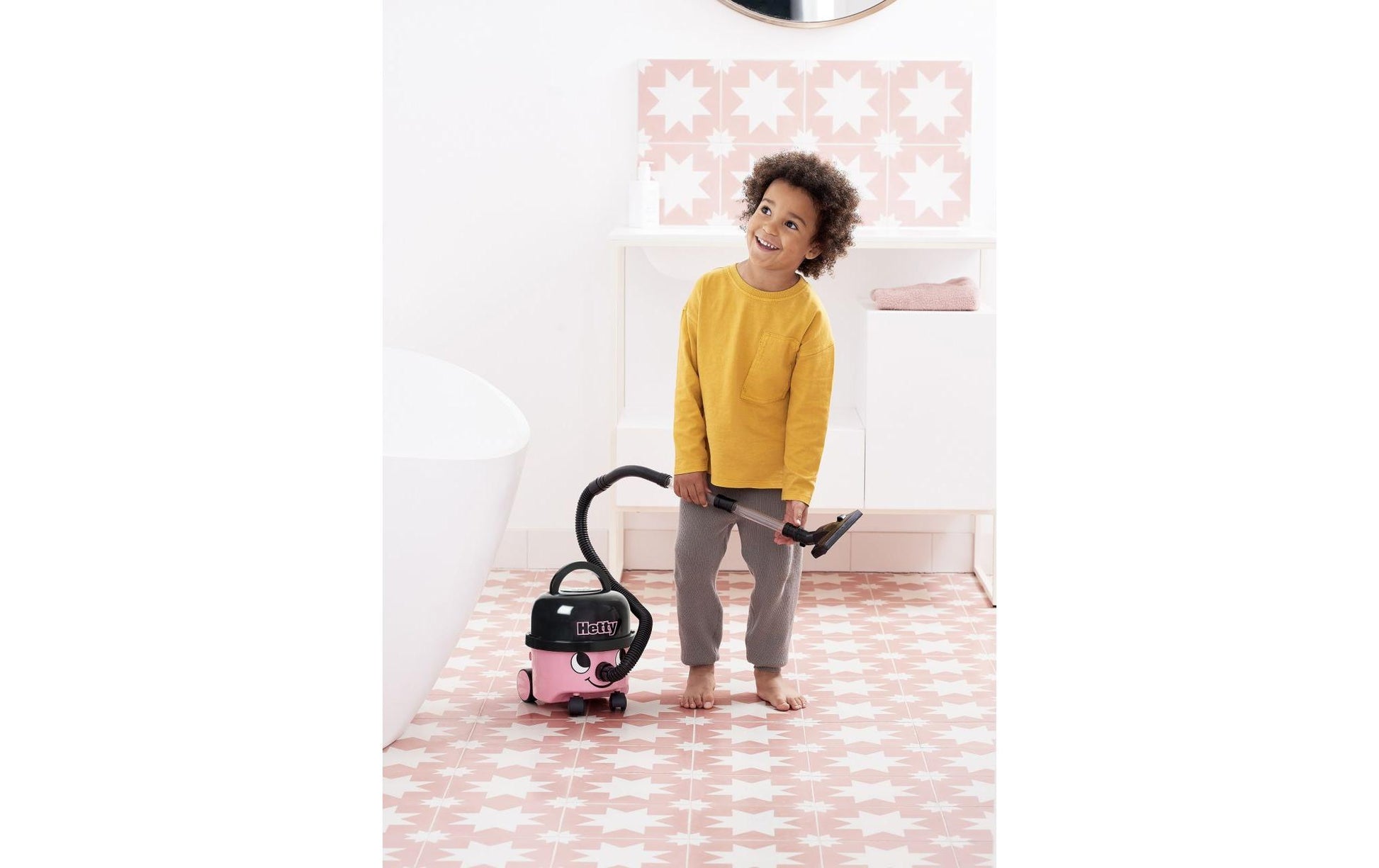 Casdon Hetty Staubsauger (Spielzeug) – batteriebetrieben, 4 × LR14 (C) – ab 3 Jahren – Kunststoff, Schwarz/Rosa