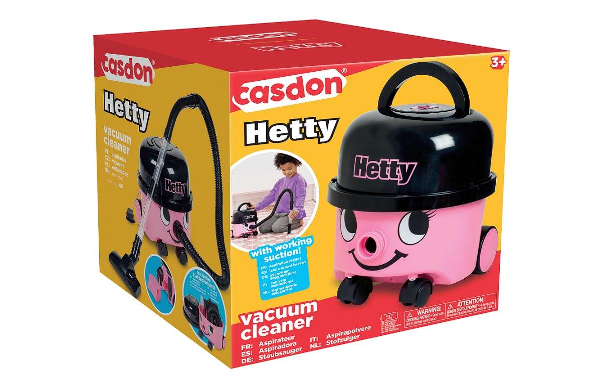 Casdon Hetty Staubsauger (Spielzeug) – batteriebetrieben, 4 × LR14 (C) – ab 3 Jahren – Kunststoff, Schwarz/Rosa