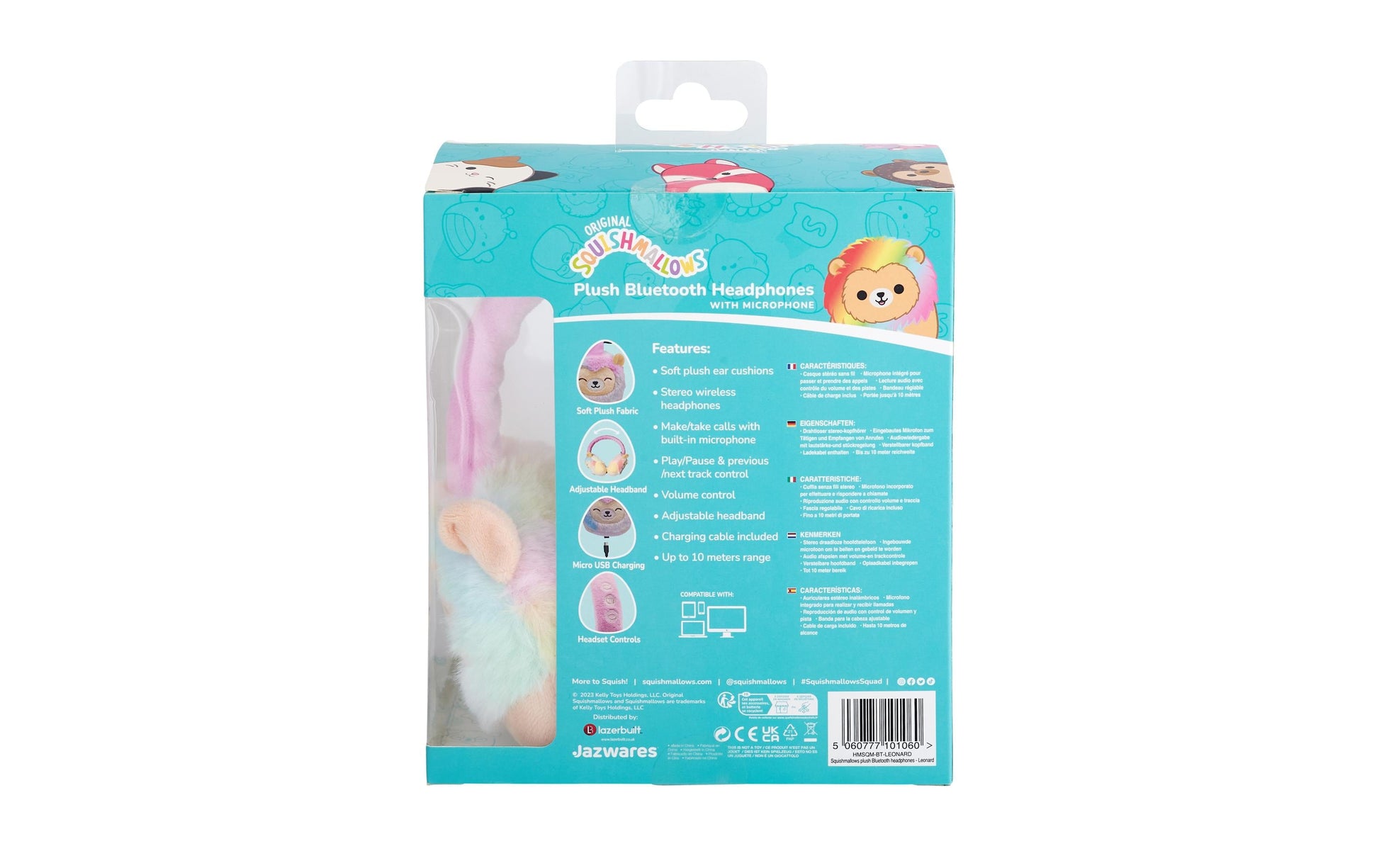 Squishmallows Leonard Kinderkopfhörer – BT, Mehrfarbig