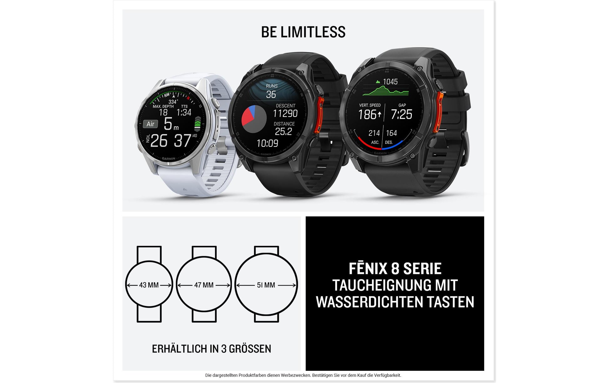 Garmin Fenix 8 AMOLED – GPS-Smartwatch – 51 mm, 1,4", WLAN, Corning Gorilla Glass, 100 m, Schwarz