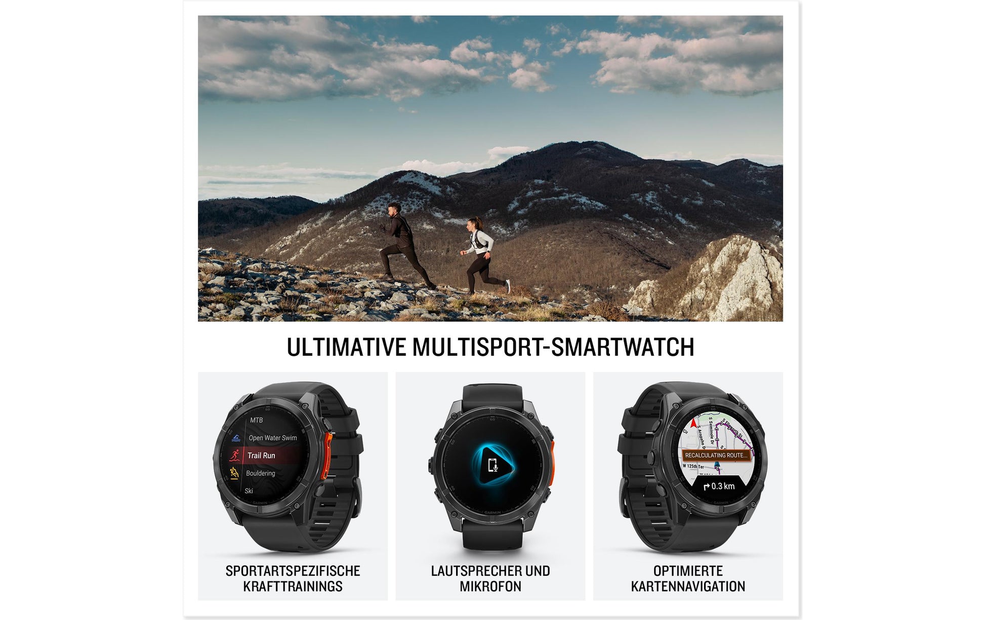 Garmin Fenix 8 AMOLED – GPS-Smartwatch – 51 mm, 1,4", WLAN, Corning Gorilla Glass, 100 m, Schwarz