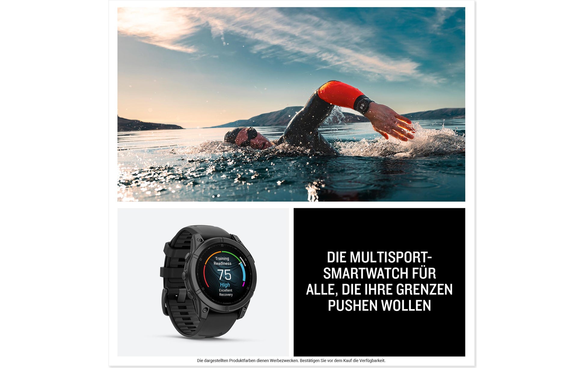 Garmin Fenix E – GPS-Smartwatch – 47 mm, 1,3", GPS, WLAN, AMOLED, Gorilla Glass, 100 m, Schwarz, Silikonarmband