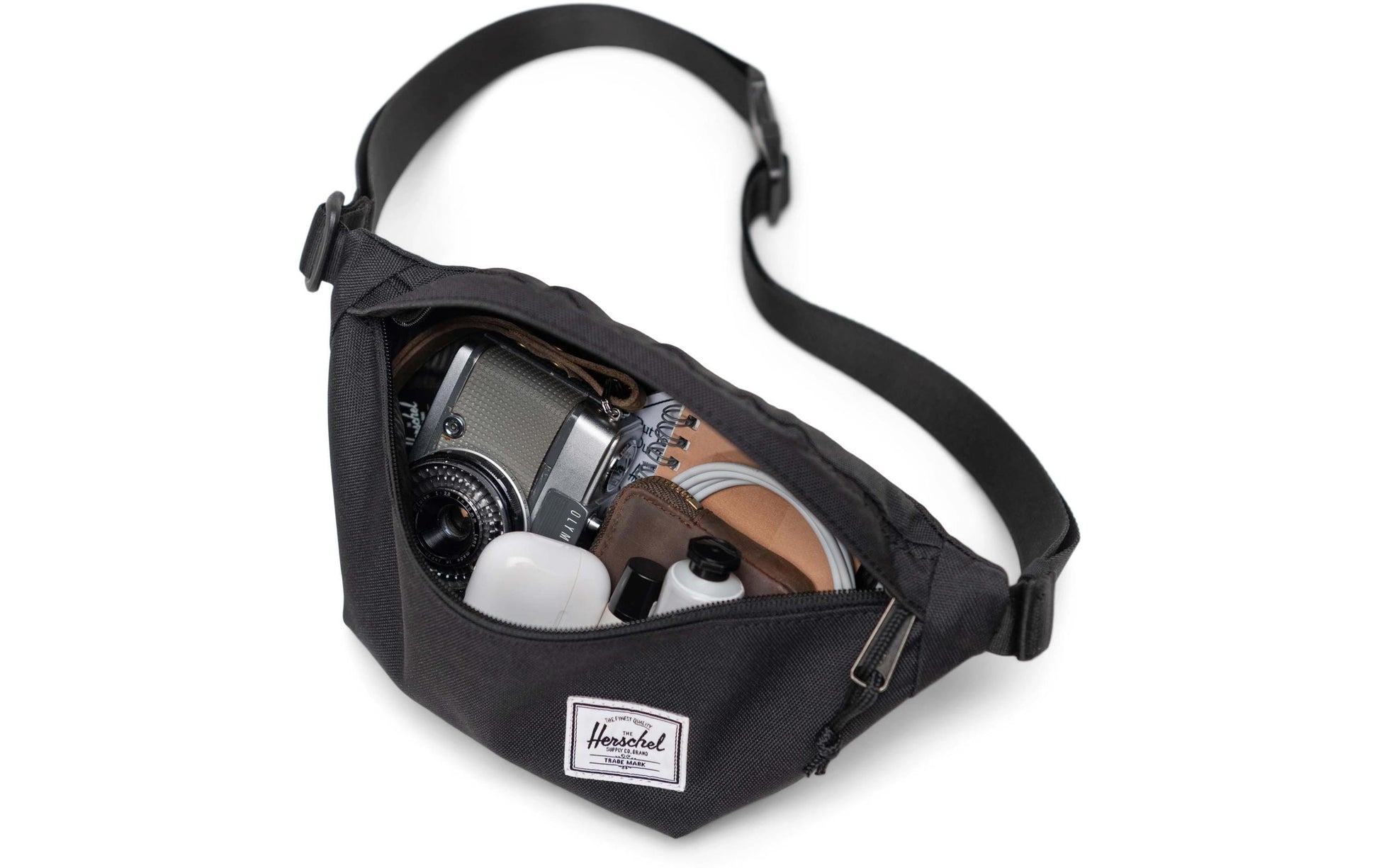 Herschel Classic Bauchtasche – Reissverschluss – 1 l – Schwarz Matt – Stoff