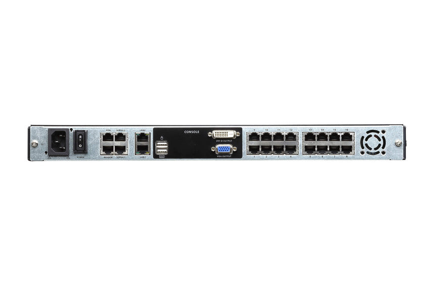 ATEN KL1116VN – KVM over IP-Konsole – 19", 1U, 16×KVM-Ports, 48 cm LCD, Schwarz