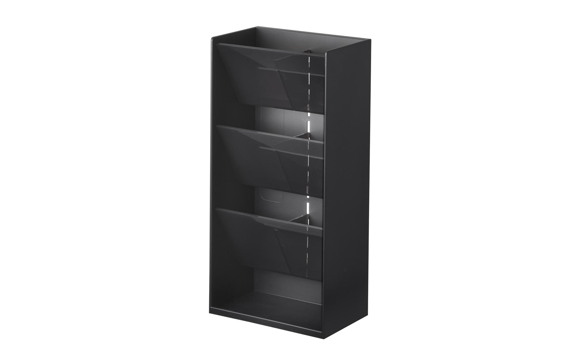 Yamazaki Aufbewahrungsbox (Bad) TOWER – 12×7,7×25 cm, ABS, Polycarbonat, Silikon, Tisch, Schwarz