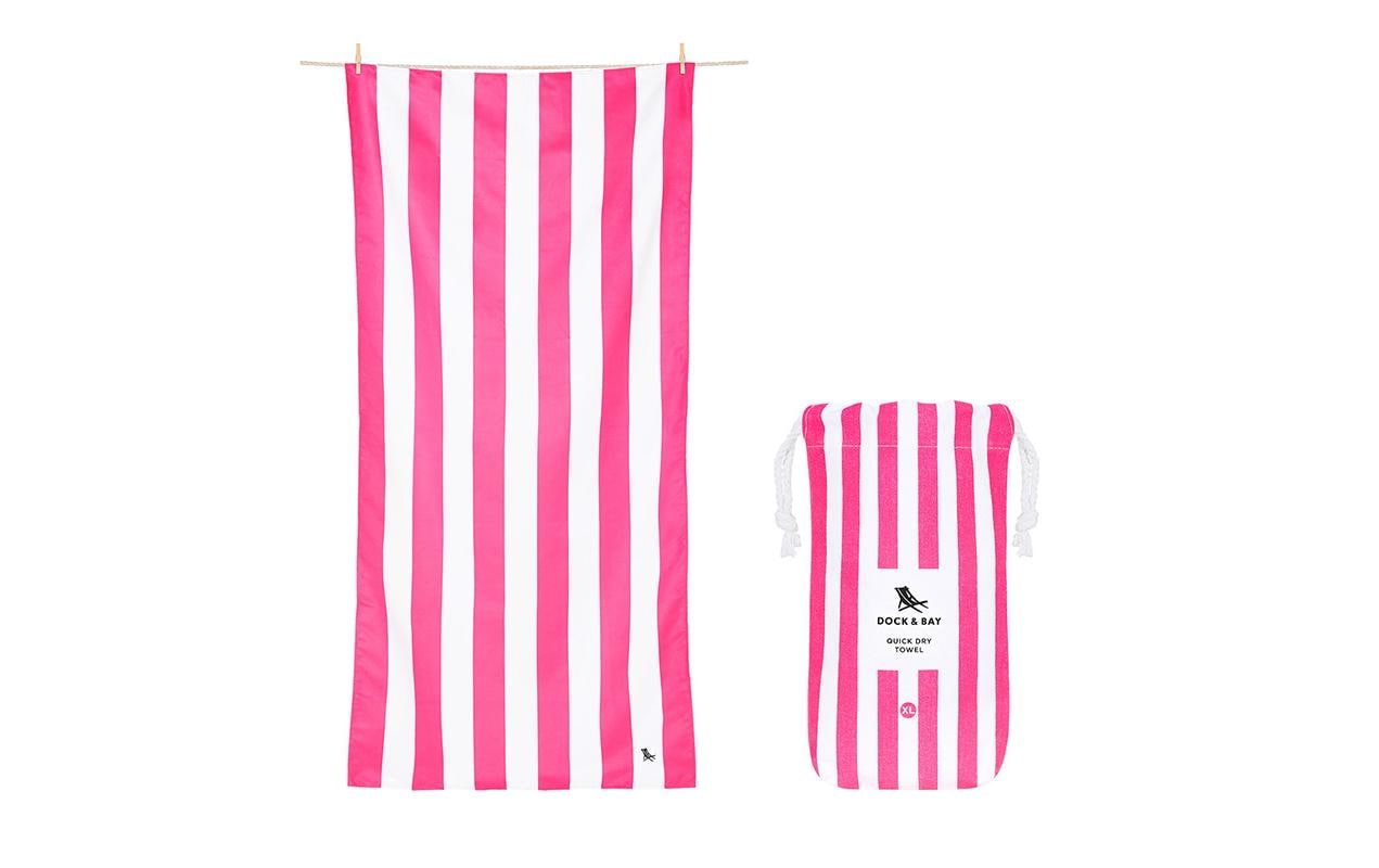 Dock & Bay Strandtuch CABANA – 90 × 200 cm, Pink/Weiss, Polyester/Polyamid