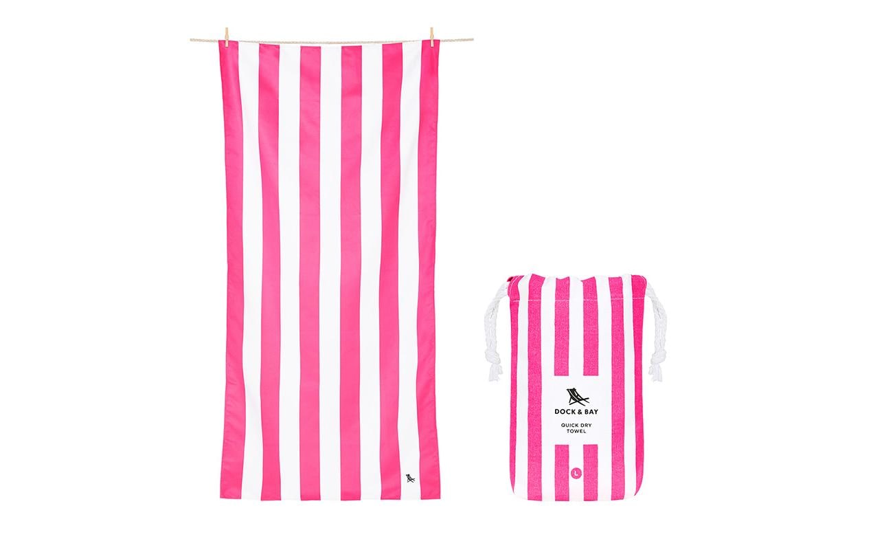 Dock & Bay Strandtuch CABANA – 90 × 160 cm, Pink/Weiss, Polyester/Polyamid