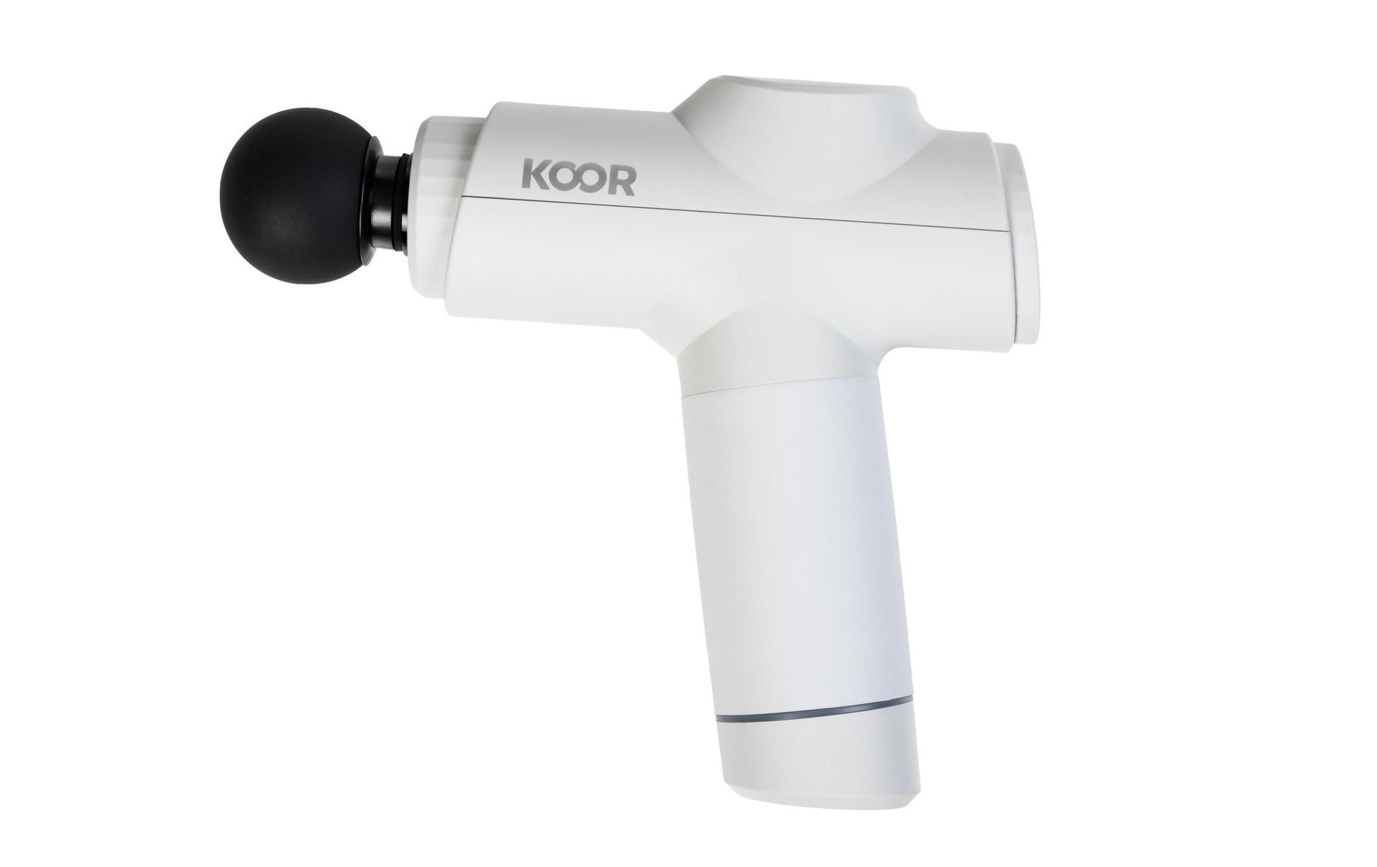 KOOR Massagepistole – Perkussionsmassage, 5 Stufen, mit Wärmefunktion – Weiss, 5 Köpfe – USB, 8 h Laufzeit