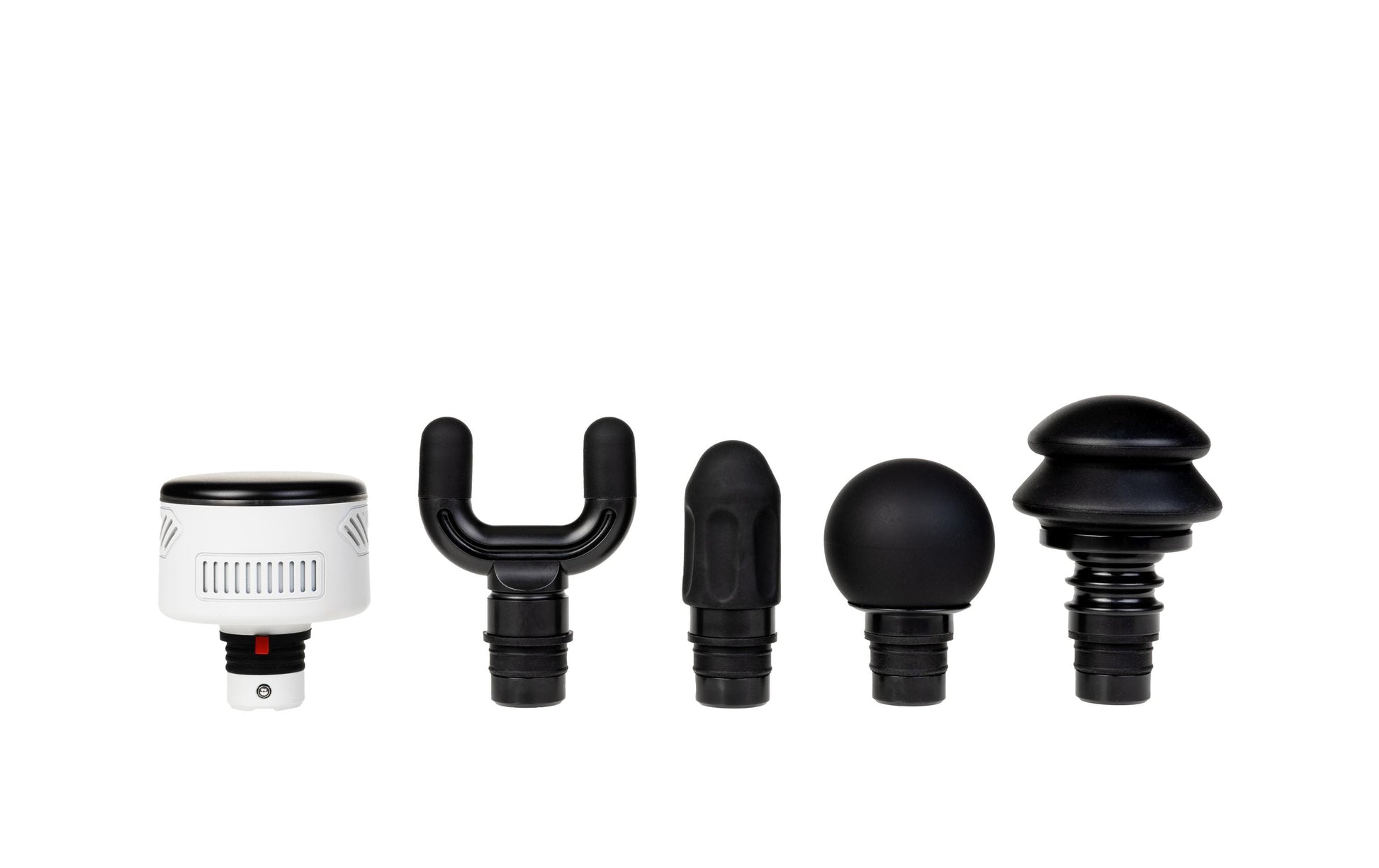 KOOR Massagepistole – Perkussionsmassage, 5 Stufen, mit Wärmefunktion – Weiss, 5 Köpfe – USB, 8 h Laufzeit