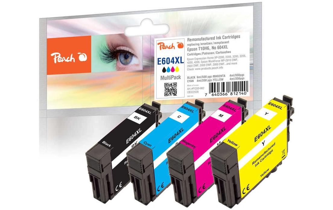 Peach Tintenpatronen-Multipack 604XL, Gelb, Kompatibel – für Epson XP-2200, WF-2930, WF-2950 und andere