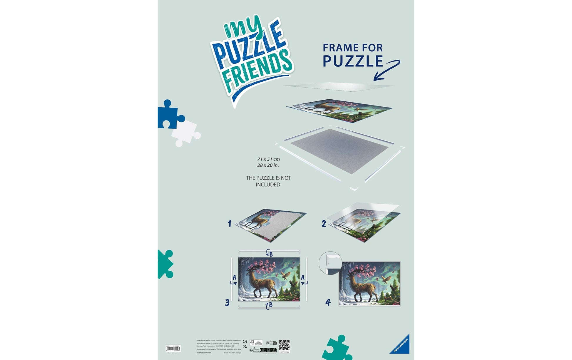 Ravensburger Puzzle-Rahmen – für 1000 Teile – 50,4 × 70,4 × 1,8 cm, weiss