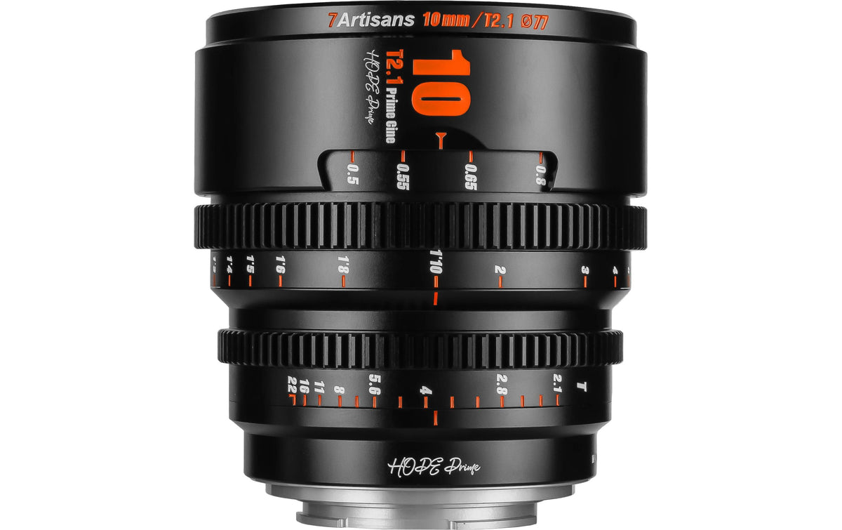 7Artisans 10T21B-M Kinoobjektiv – 10 mm T2.1, Super35, manuell – für Micro Four Thirds (MFT) – 77 mm Filter