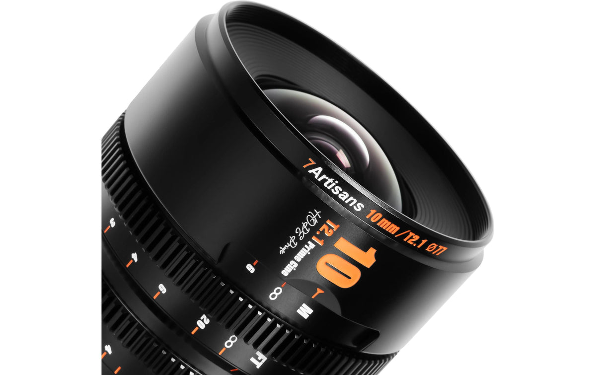 7Artisans 10T21B-M Kinoobjektiv – 10 mm T2.1, Super35, manuell – für Micro Four Thirds (MFT) – 77 mm Filter