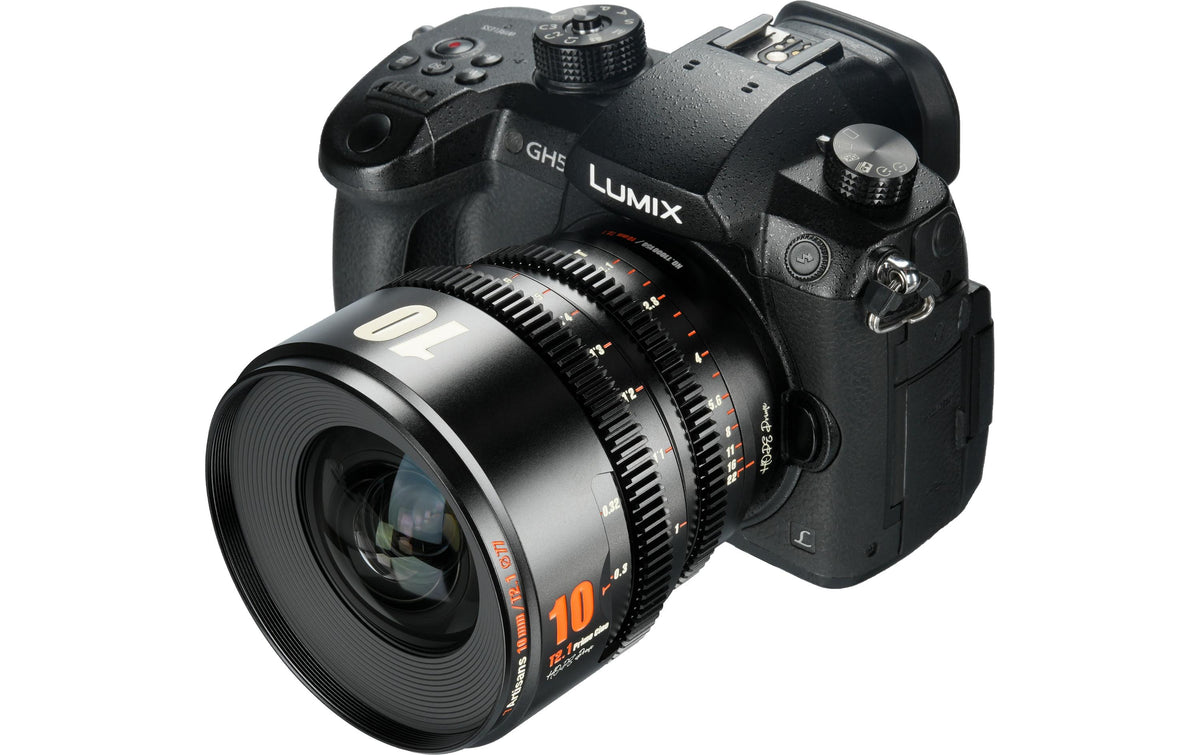 7Artisans 10T21B-M Kinoobjektiv – 10 mm T2.1, Super35, manuell – für Micro Four Thirds (MFT) – 77 mm Filter