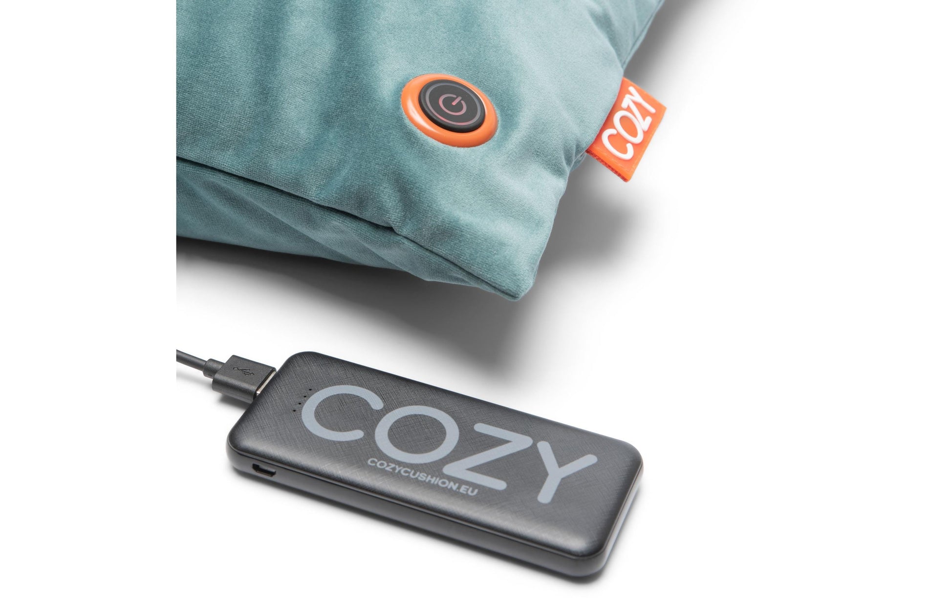 Bodi-Tek Heizkissen Una – 45 × 45 cm – Akku 10'000 mAh, 3 Stufen, 8 h – Blaugrün, Samt