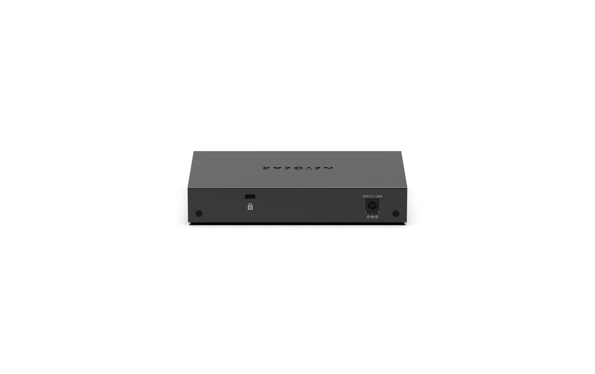 NETGEAR GS305PP-300EUS – Switch – 5×GbE, PoE+ 83 W, Wandmontage, Schwarz
