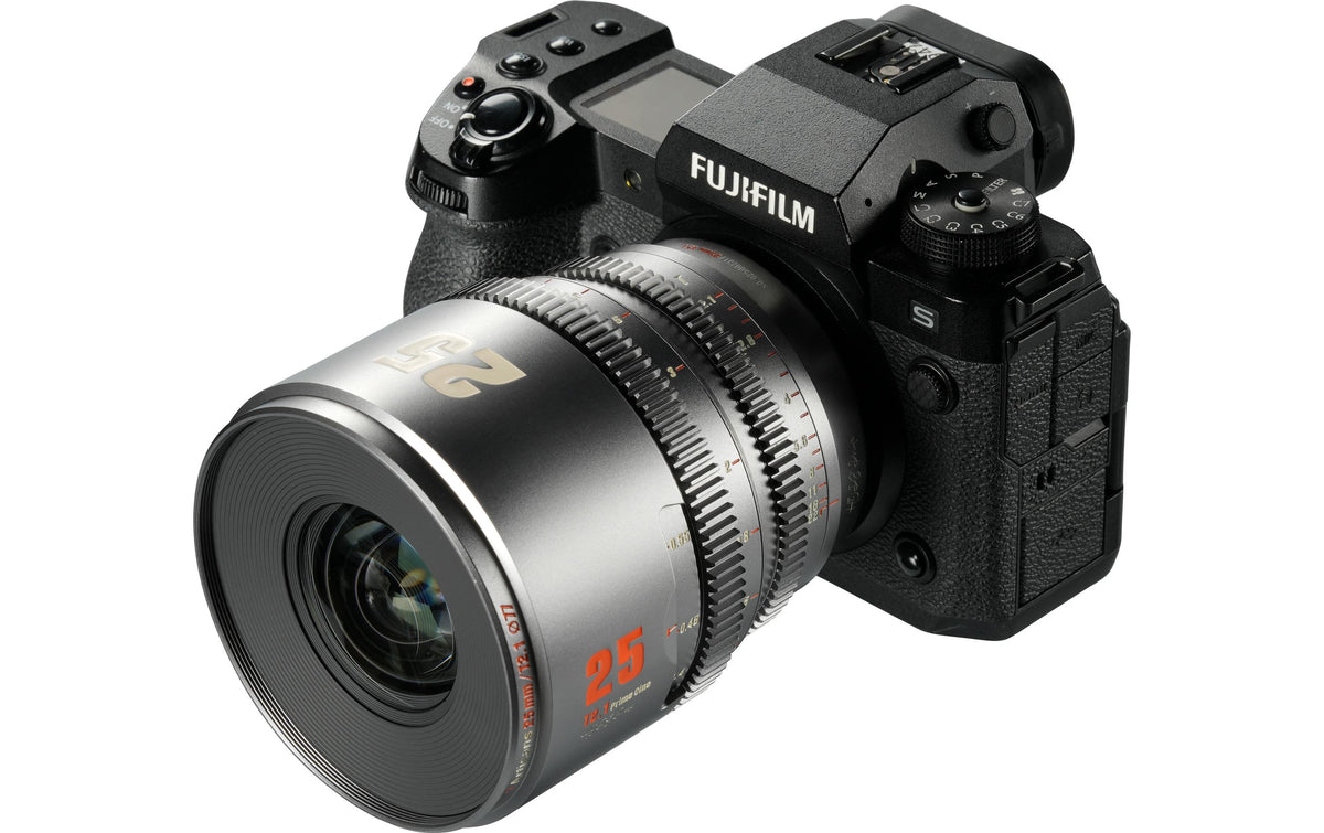 7Artisans 25T21TG-X Objektiv – 25 mm T2.1 – für Fujifilm X-Mount – Super35, Metall, 77 mm Filter