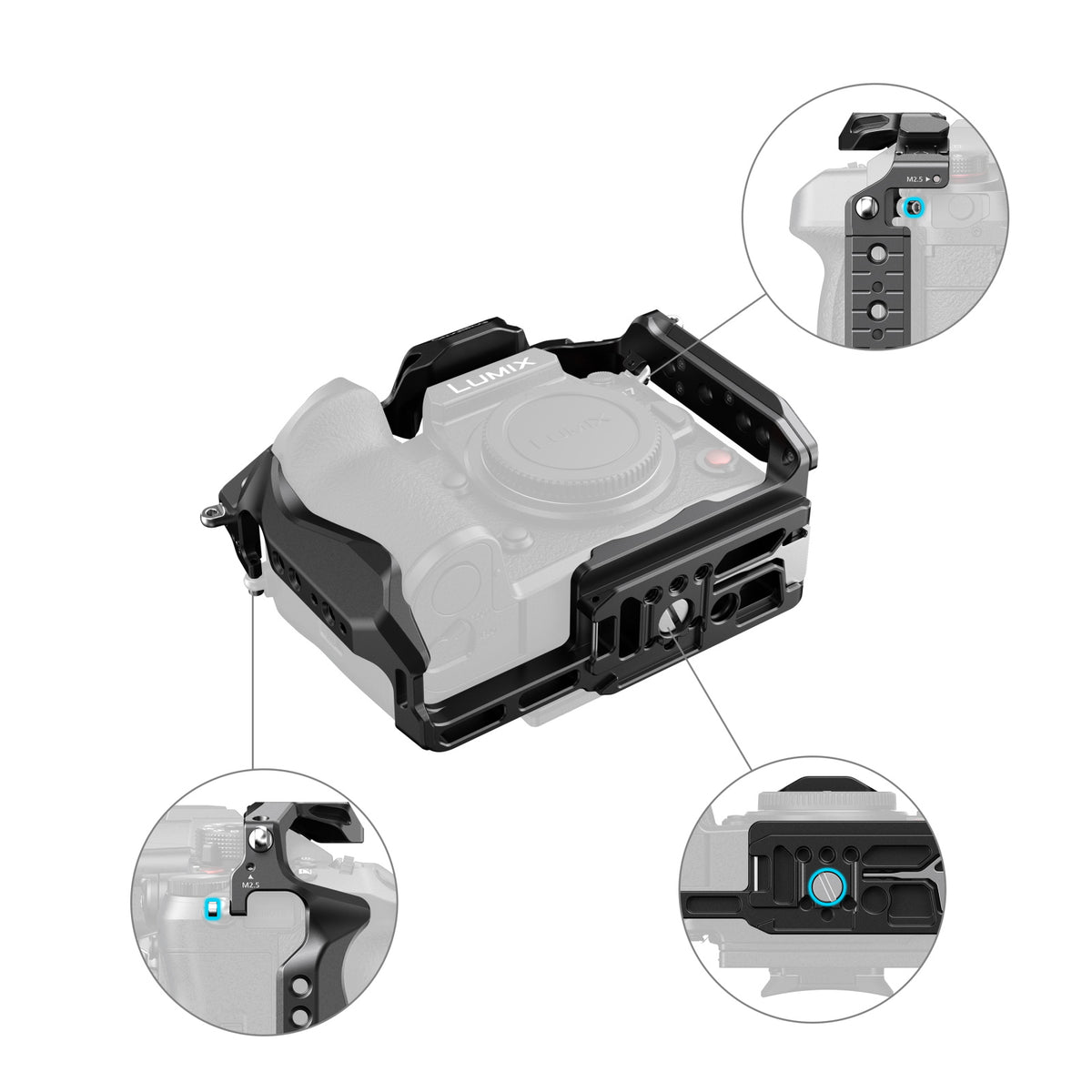 SmallRig HawkLock Schnellspannkäfig – 160,3 × 62 × 114 mm, 192,5 g – für Panasonic LUMIX GH7, GH6 – Schwarz