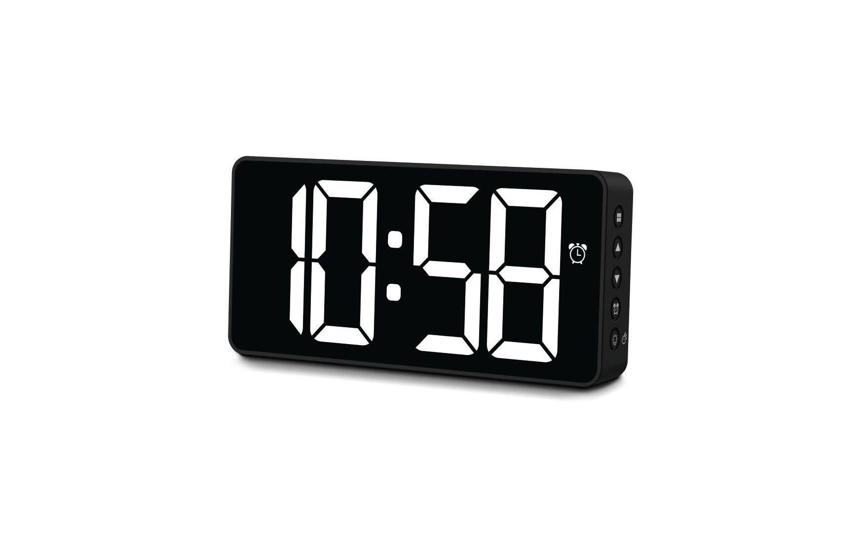 Hama Wecker Bali – Funk – Digital – 18 × 8,5 × 3,6 cm, Schwarz, Kunststoff, Schlummerfunktion, Thermometer