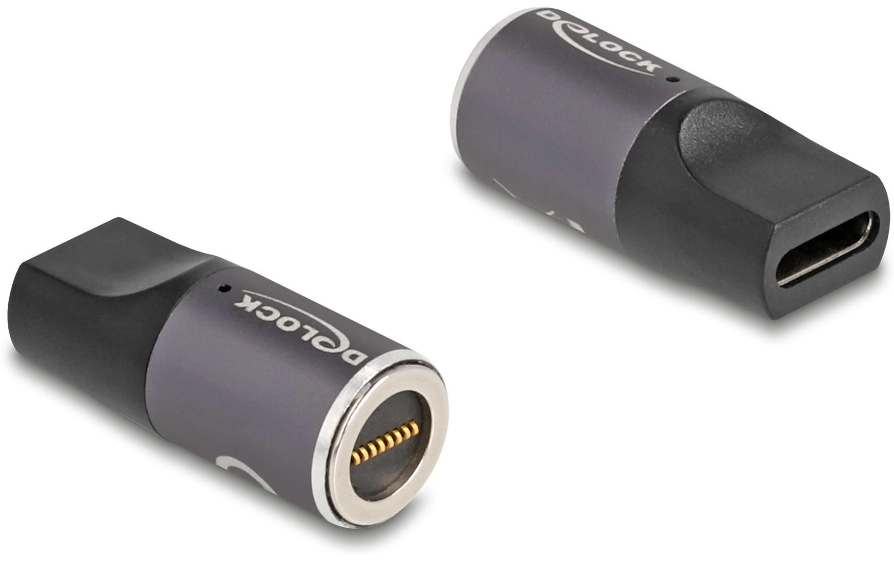 DeLOCK USB-C zu magnetischem 8-Pin Adapter – 20 V, 3 A – Anthrazit/Schwarz