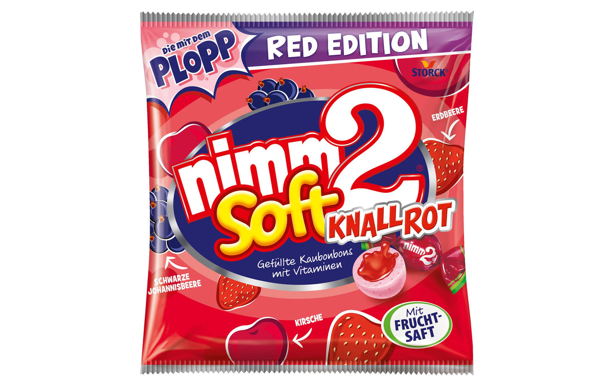 STORCK Nimm2 soft Gummibonbons – Knallrot, glutenfrei – 240 g