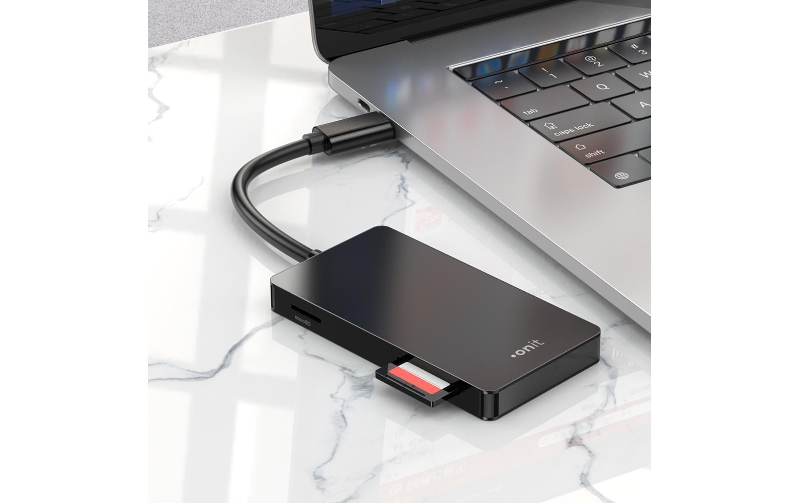 ONIT USB-Kartenleser USB-C – SD/microSD/CF – USB 3.2 Gen 1 (5 Gbit/s) – für Windows, MacOS, Android und mehr