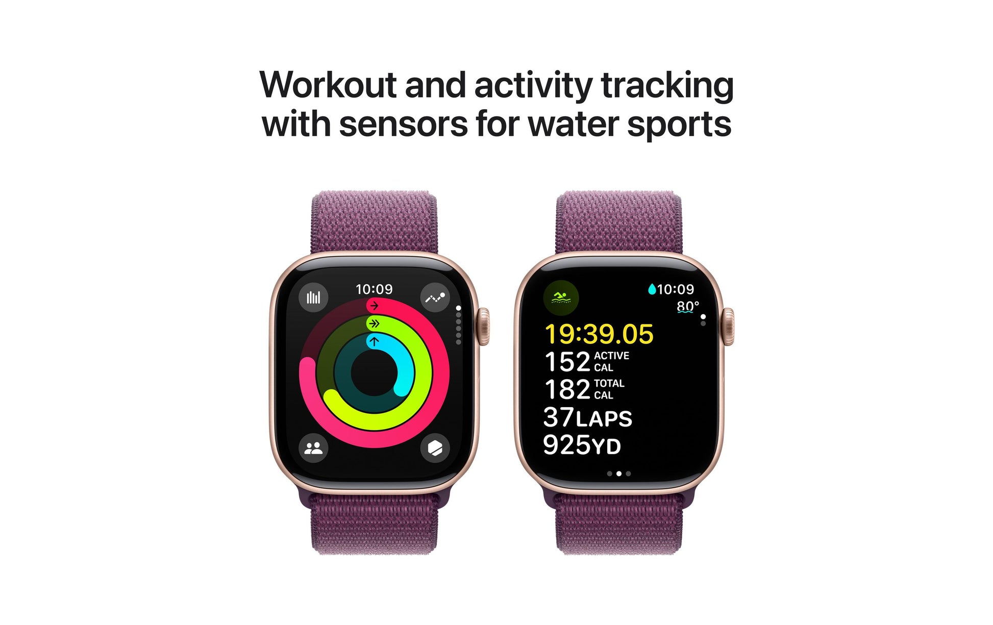 Apple Watch S10 – Smartwatch – 46 mm, GPS, OLED, 50 m, Roségold, Plum Sport Loop