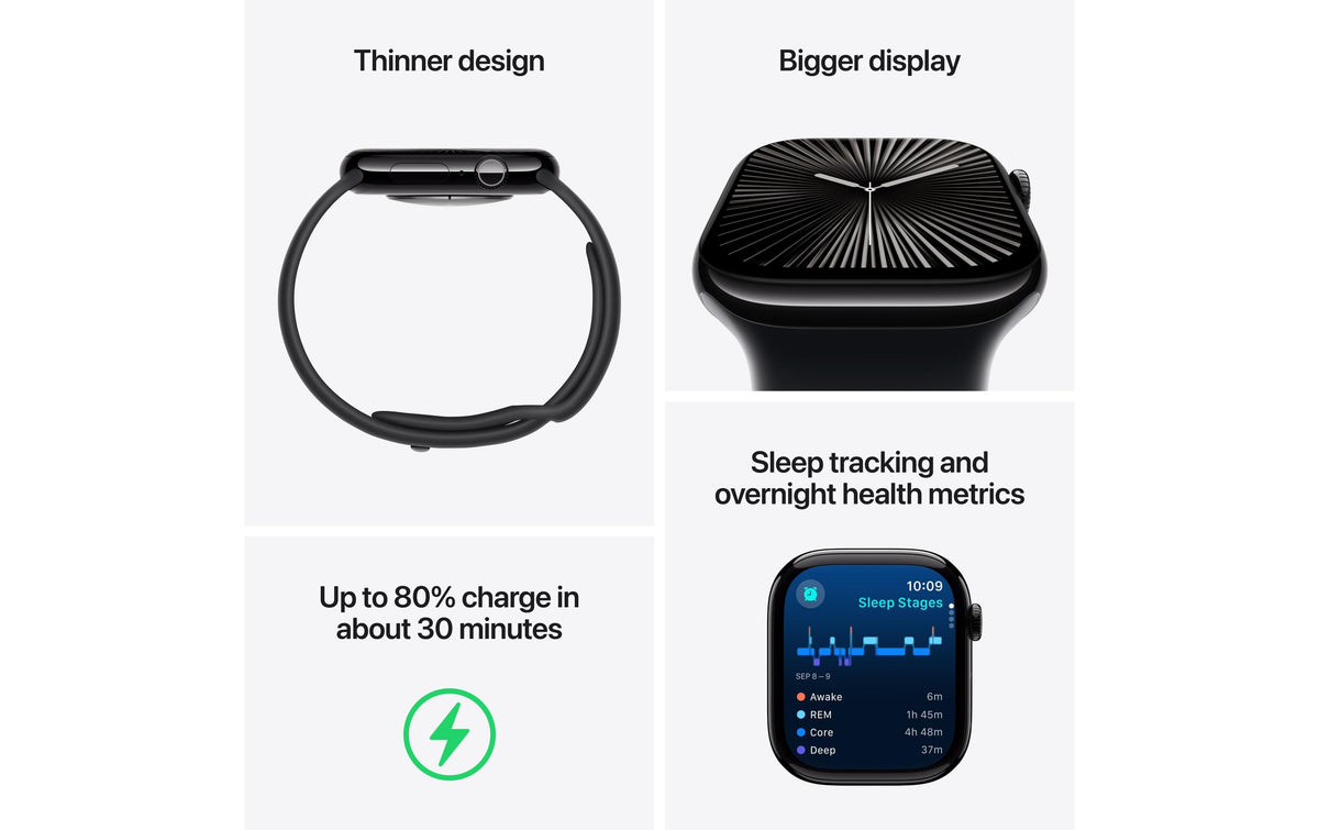 Apple Watch Series 10 46 mm GPS + Cellular – Titan, Milanese Loop, Edelstahl, S/M, 50 m, für iPhone
