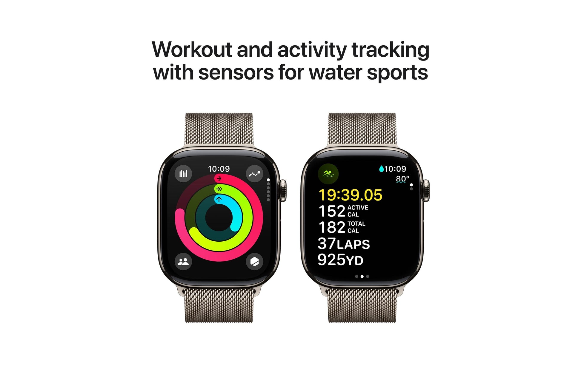 Apple Watch Series 10 46 mm GPS + Cellular – Titan, Milanese Loop, Edelstahl, S/M, 50 m, für iPhone