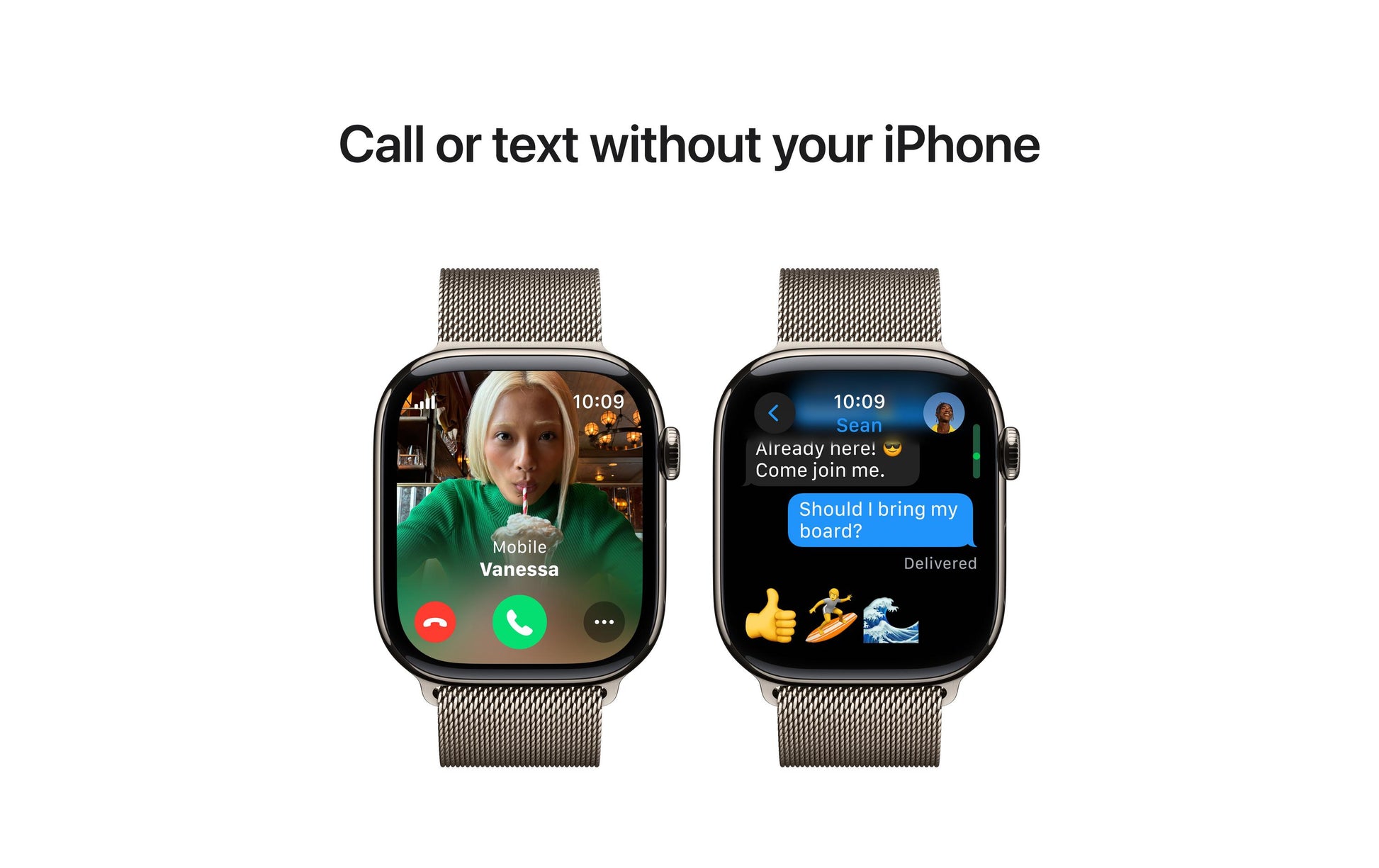 Apple Watch Series 10 46 mm GPS + Cellular – Titan, Milanese Loop, Edelstahl, S/M, 50 m, für iPhone