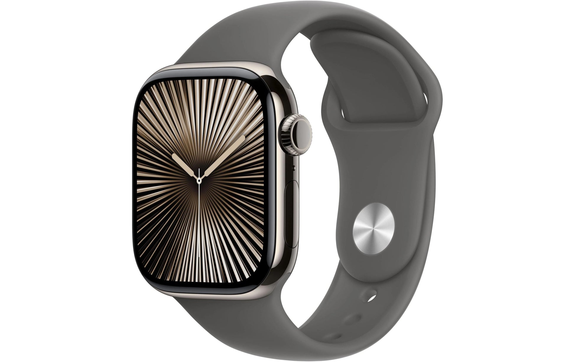 Apple Watch S10 – Smartwatch – 42 mm, LTE, AMOLED, 50 m, Natur Titan, Stone Grey Sportarmband M/L