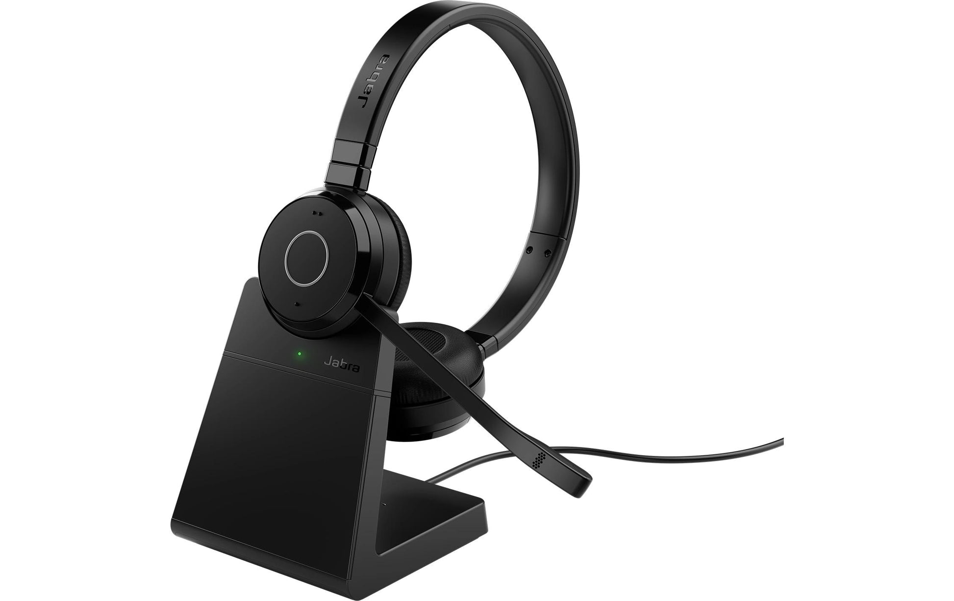 Jabra Evolve 65 TE Office-Headset – Over-Ear, Stereo, Kabel + BT, mit Ladestation, Schwarz, BT 5.2