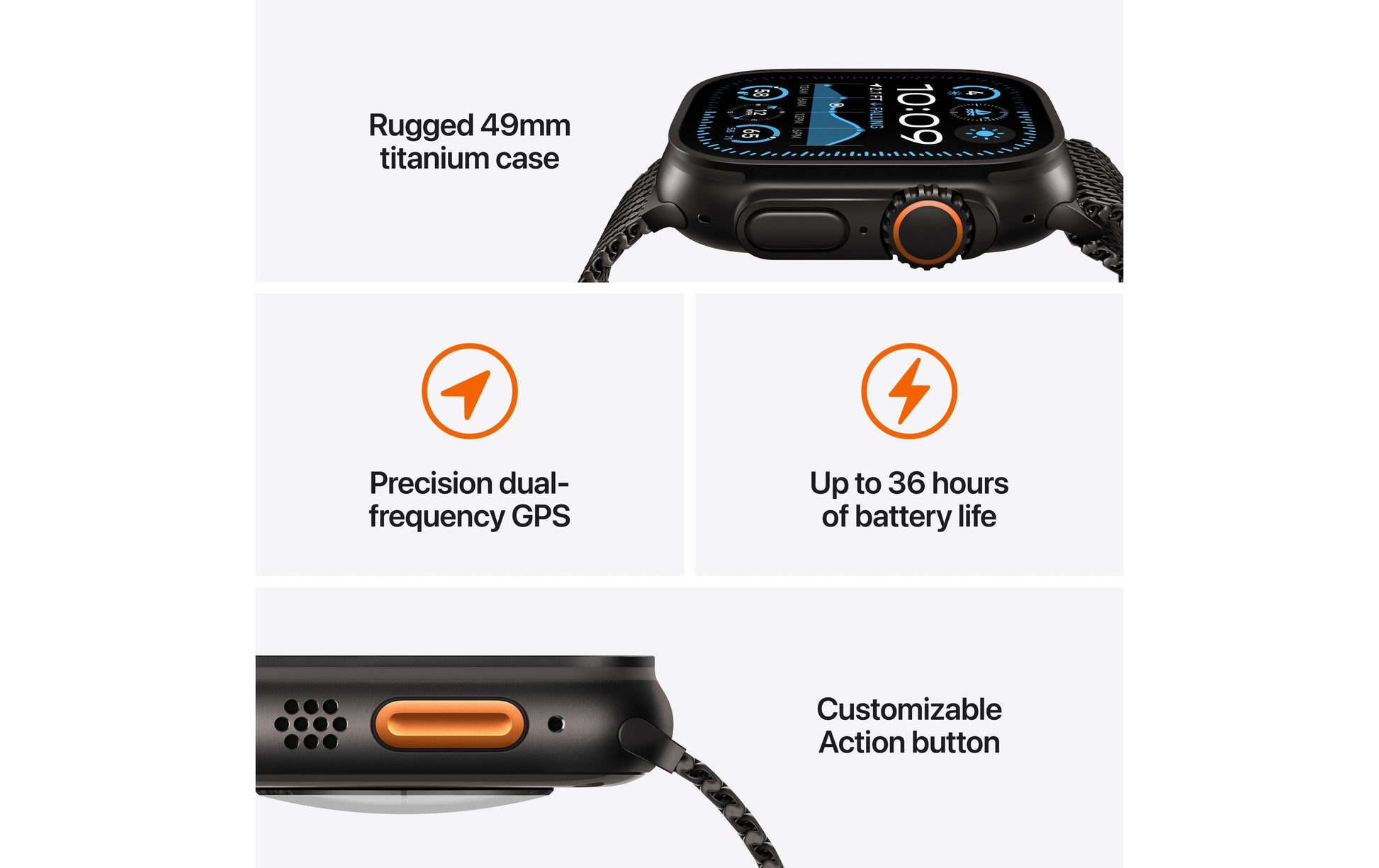 Apple Watch Ultra 2 (2024) – GPS-Smartwatch – 49 mm, Saphirglas, 100 m, Schwarz Titan
